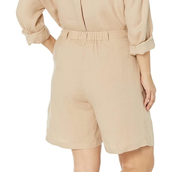 100% Linen - The Drop Women's Millie Loose-Fit Pleated Long Linen Walk Short - Picture 3 of 9